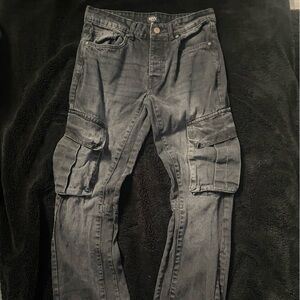 Men's Black Flare Cargo Pocket Denim